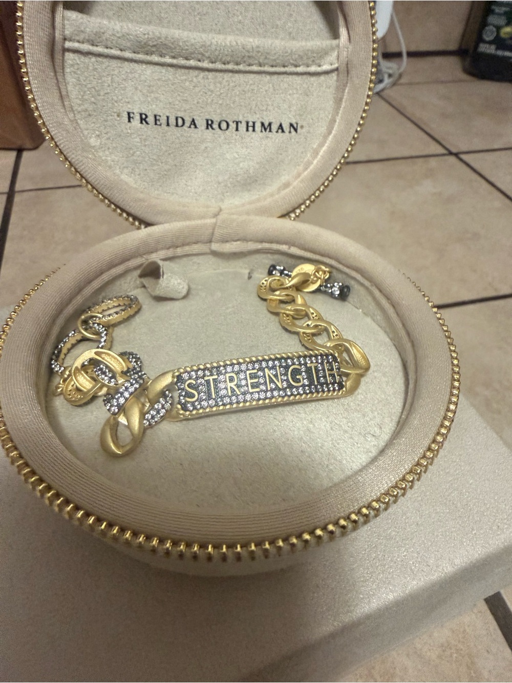 Freida Rothman Gold 'Strength' Pavé Bracelet